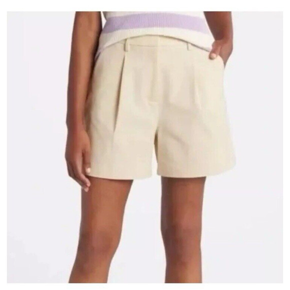 41Hawthorn Size 12. Becca high rise Cream Chino pleated Shorts NWT career casual - Picture 1 of 9